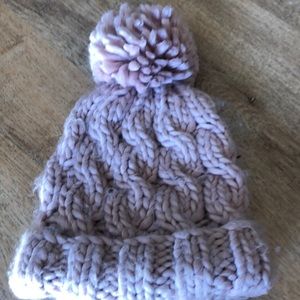 Thick knit pink Pom Pom beanie